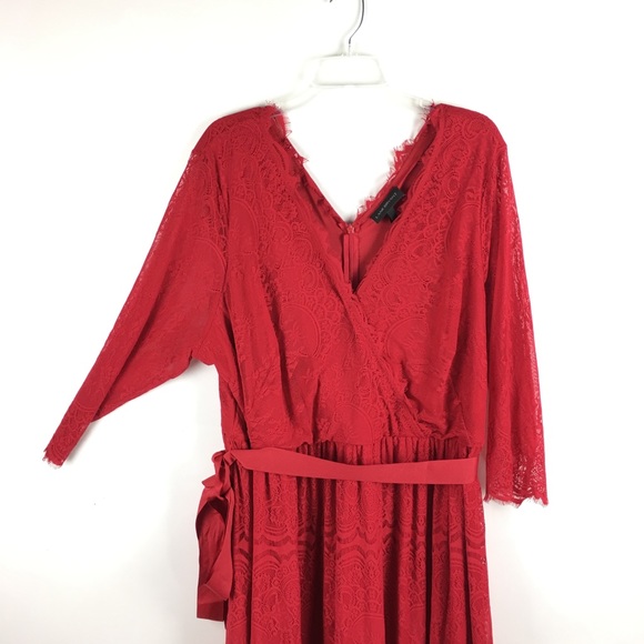 Lane Bryant Womens Tie Waist Flare Dress Lace - Picture 3 of 8